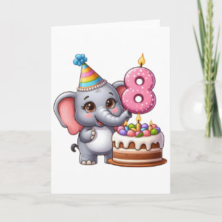 Niedlicher Elefant 8. Geburtstag Karte