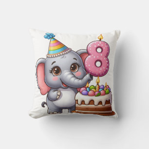 Niedlicher Elefant 8. Geburtstag Kissen