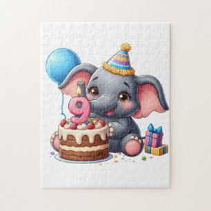 Niedlicher Elefant 9. Geburtstag Puzzle