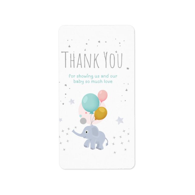 Niedlicher Elefant Adressaufkleber (Vorne)