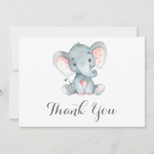 Niedlicher Elefant Baby Grau Dankeskarte