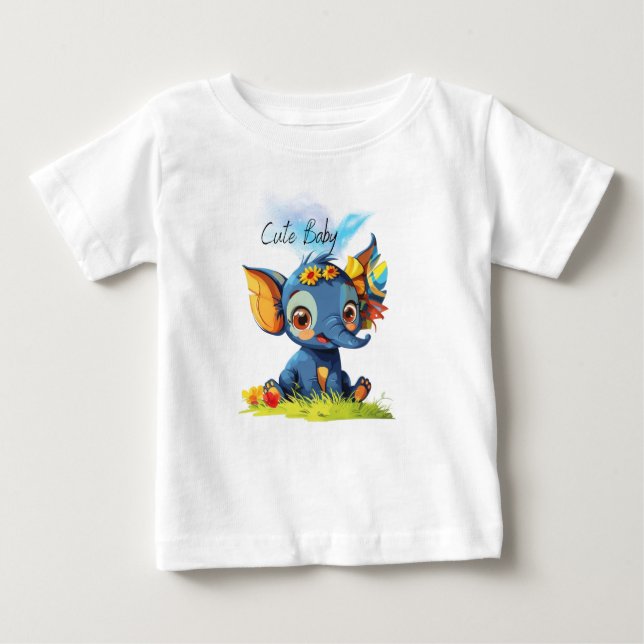 Niedlicher Elefant Baby T-shirt (Vorderseite)