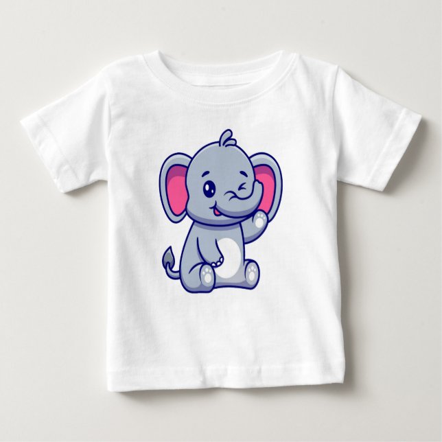 Niedlicher Elefant Baby T-shirt (Vorderseite)