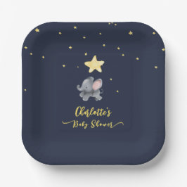 Niedlicher Elefant & Ballon unter der glühenden Na Pappteller