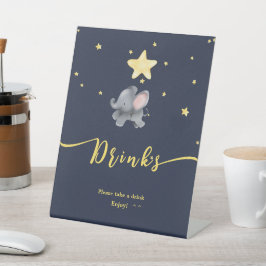 Niedlicher Elefant & Balloon Baby Dusche Drinks Sockelschild