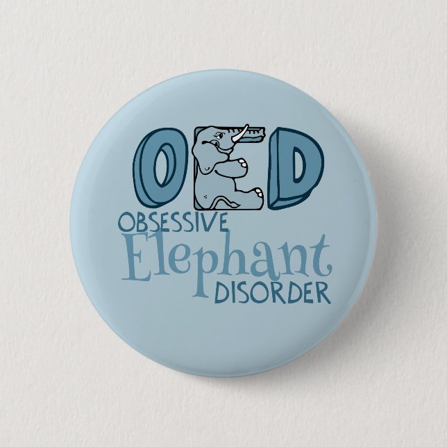 Niedlicher Elefant besessen blau Button (Vorderseite)
