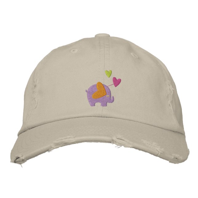 niedlicher Elefant Bestickte Baseballkappe (Vorderseite)