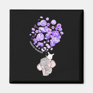 Niedlicher Elefant bläst Lila Ballons Überdosis Magnet