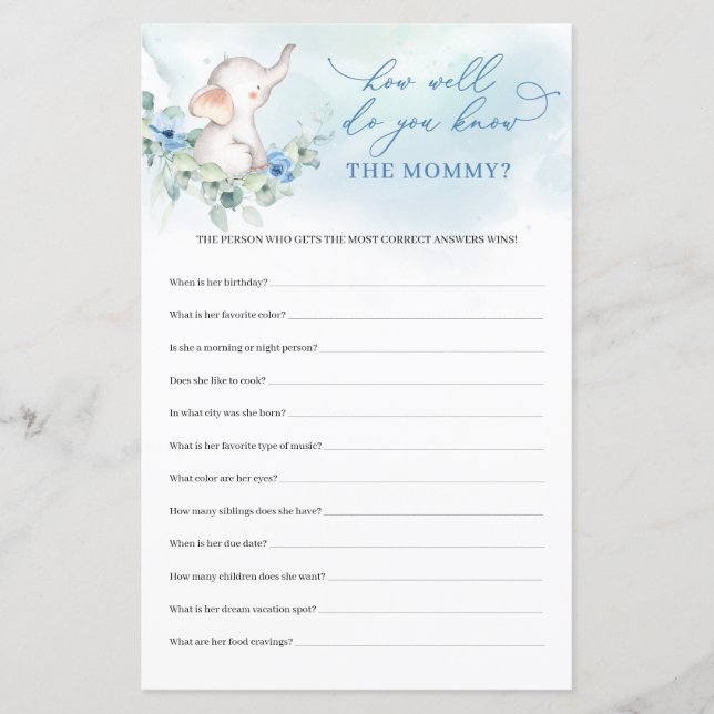 Niedlicher Elefant blau Gut Kennen Sie das Mama-Sp (Vorderseite)