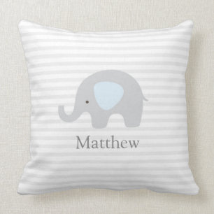 Niedlicher Elefant Blau Streifen Boy Throw Kissen
