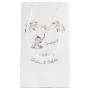Niedlicher Elefant Boho Bloral Custom Year Birthda Kleine Geschenktüte