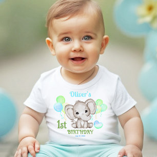 Niedlicher Elefant bunt Sommer 1. Geburtstag Junge Baby Strampler