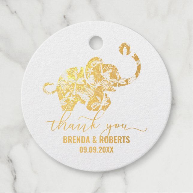 Niedlicher Elefant danke Typografie Geschenkanhänger (Vorderseite)