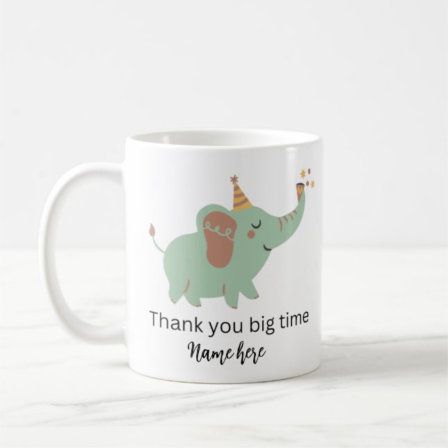 Niedlicher Elefant Dankeschön-Karte, Babydusche Da Kaffeetasse (Links)