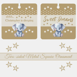 Niedlicher Elefant, der den Namen "schläft braun" Ornament Aus Metall