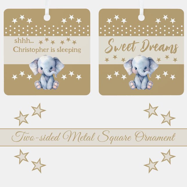 Niedlicher Elefant, der den Namen "schläft braun"  Ornament Aus Metall (Von Creator hochgeladen)