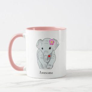 Niedlicher Elefant, der eine Herz-Tasse hält Tasse
