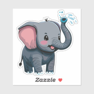 Niedlicher Elefant, der Wasser aus dem Kofferraum Aufkleber