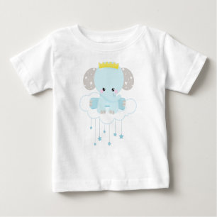 Niedlicher Elefant, Elefant auf einer Wolke, Krone Baby T-shirt