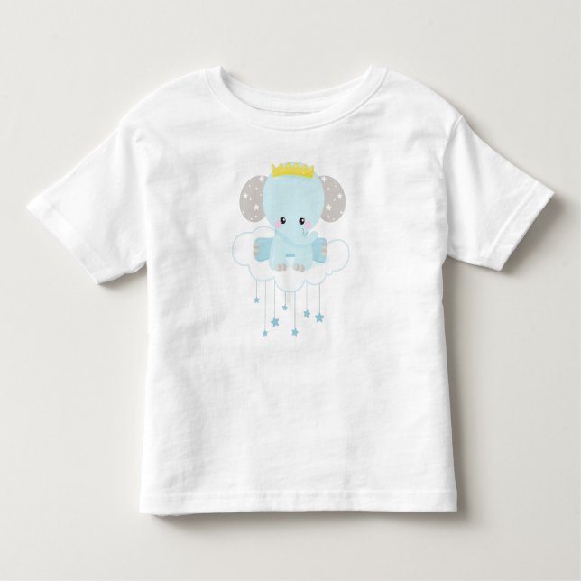 Niedlicher Elefant, Elefant auf einer Wolke, Krone Kleinkind T-shirt (Vorderseite)