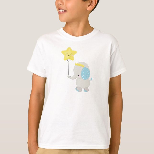 Niedlicher Elefant, Elefant mit Ballon, Krone, Sta T-Shirt (Vorderseite)