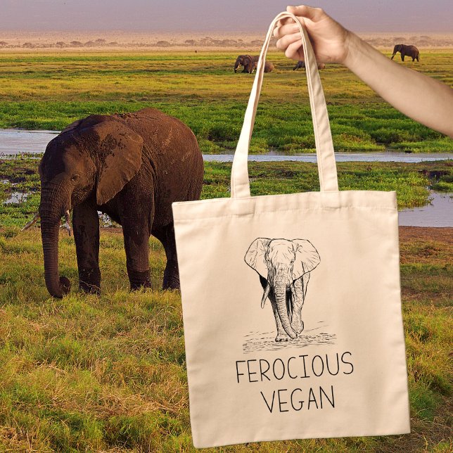 Niedlicher Elefant Ferocious Vegan Tragetasche (Von Creator hochgeladen)