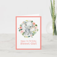 Niedlicher Elefant Floral 1. Geburtstag für Mädche