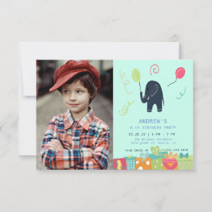 Niedlicher Elefant   Foto Birthday Party Card