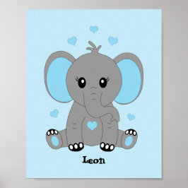 Niedlicher Elefant für Jungen in blau Poster