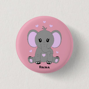 Niedlicher Elefant für Mädchen in rosa Button