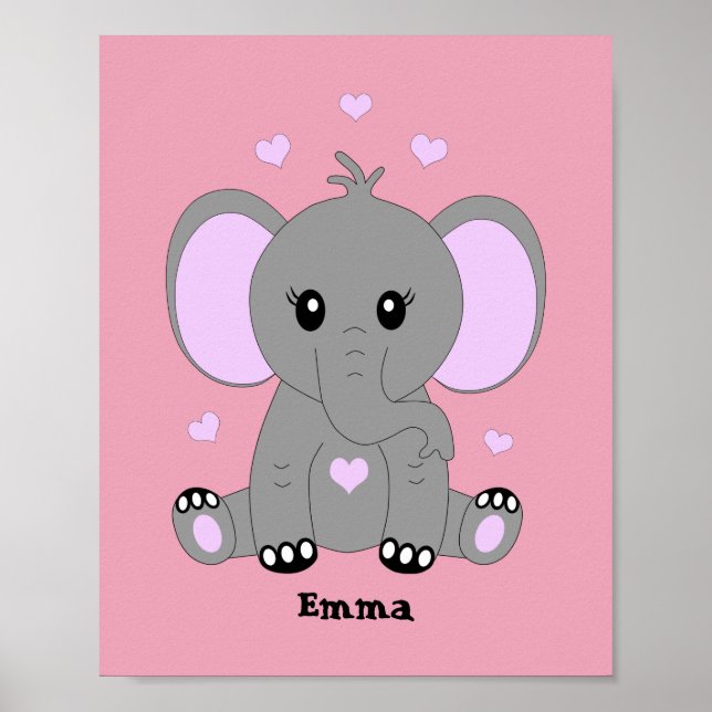 Niedlicher Elefant für Mädchen in rosa Poster (Vorne)