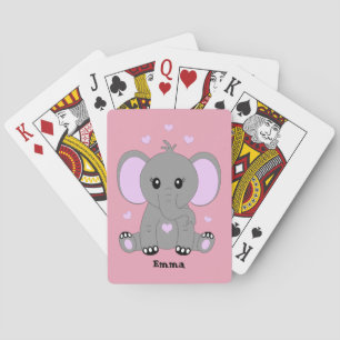 Niedlicher Elefant für Mädchen in rosa Spielkarten