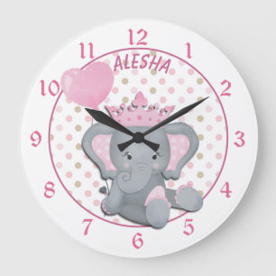 Niedlicher Elefant Girl Prinzessin Großuhr Große Wanduhr
