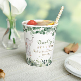 Niedlicher Elefant Grüne Gender Neutral 1. Geburts Pappbecher