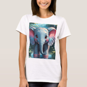 Niedlicher Elefant im Regen T-Shirt