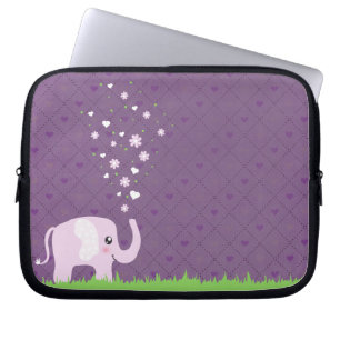 Niedlicher Elefant in girly rosa u. lila Laptopschutzhülle
