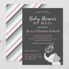 Niedlicher Elefant in Pink & Mint Babydusche per M Einladung