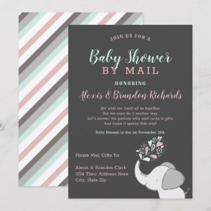 Niedlicher Elefant in Pink & Mint Babydusche per M Einladung