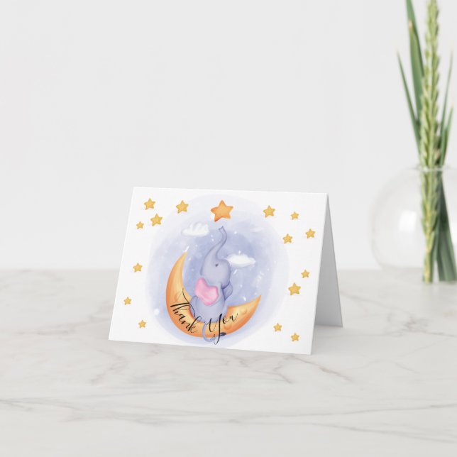 Niedlicher Elefant | Kinderdusche Dankeskarte (Vorderseite)