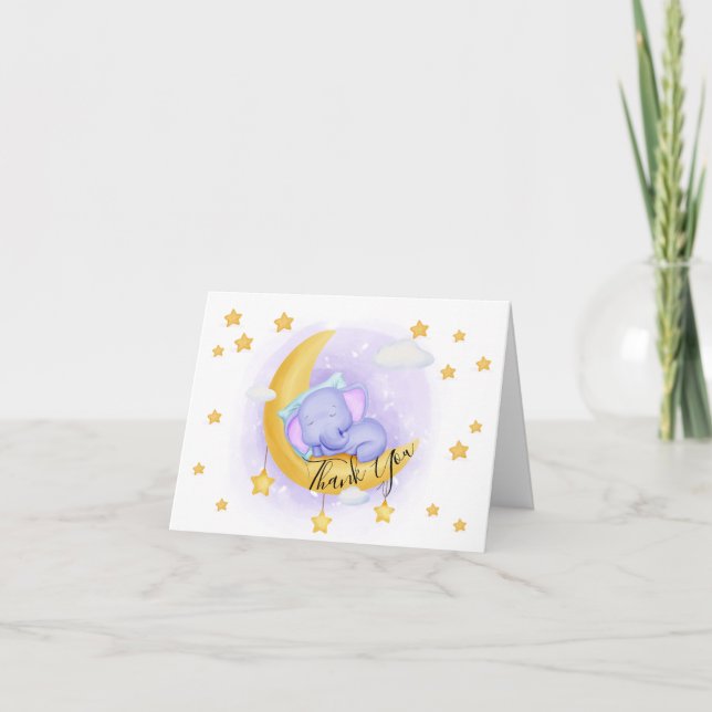 Niedlicher Elefant | Kinderdusche Dankeskarte (Vorderseite)