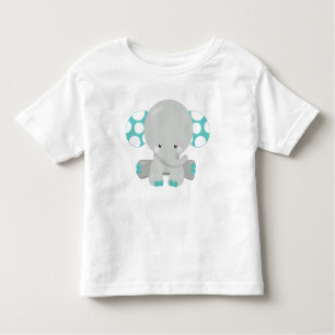 Niedlicher Elefant, Kleiner Elefant - Blau Grau Kleinkind T-shirt