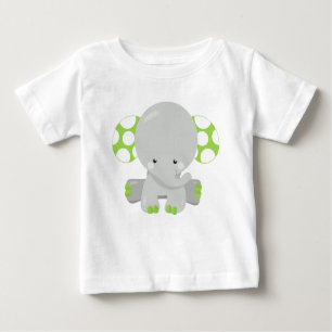 Niedlicher Elefant, Kleiner Elefant - Grün grau Baby T-shirt