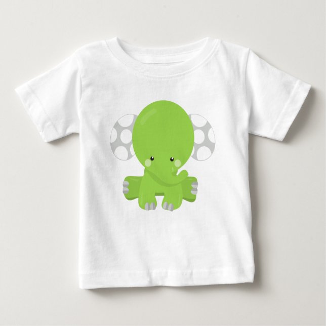 Niedlicher Elefant, kleiner Elefant, grüner Elefan Baby T-shirt (Vorderseite)