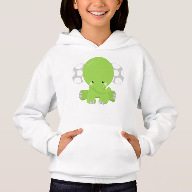 Niedlicher Elefant, kleiner Elefant, grüner Elefan Hoodie (Vorderseite)