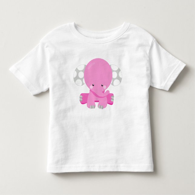 Niedlicher Elefant, kleiner Elefant, rosa Elefant Kleinkind T-shirt (Vorderseite)