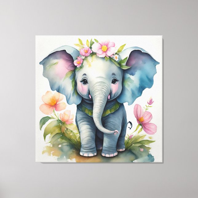 Niedlicher Elefant Leinwanddruck (Vorderseite)