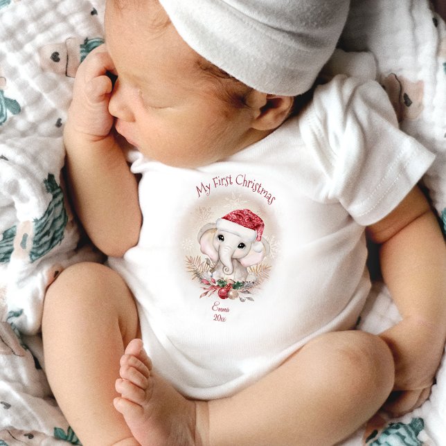 Niedlicher Elefant, mein erster Weihnachtskinderan Baby Strampler (Von Creator hochgeladen)