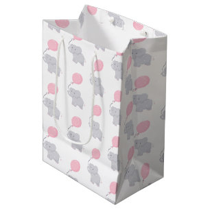 Niedlicher Elefant mit Ballon   Baby Girl Mittlere Geschenktüte