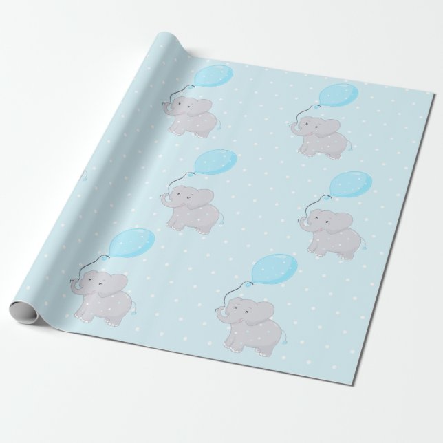 Niedlicher Elefant mit Ballon Geschenkpapier (Ungerollt)
