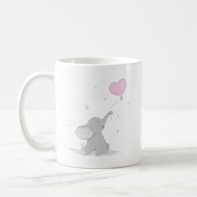 Niedlicher Elefant mit Balloon Baby Dusche Kaffeetasse (Links)